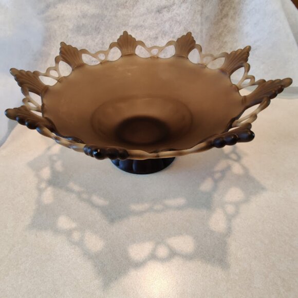 Westmoreland Brown Mist Satin Glass Lace Edge Centerpiece Bowl - Ring & Petal - Picture 3 of 12